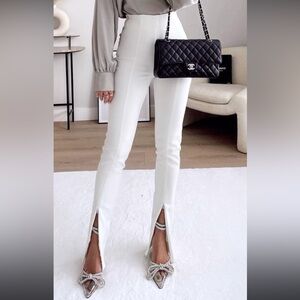 NWOT XS ZARA WHITE TROUSER PANTS WITH SLIT LEGS